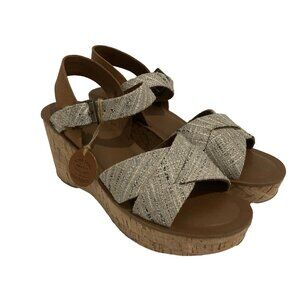 Kork-Ease Women's Sandals Size 11 Wedge Leather Upper, Gray Sparkle Made in USA